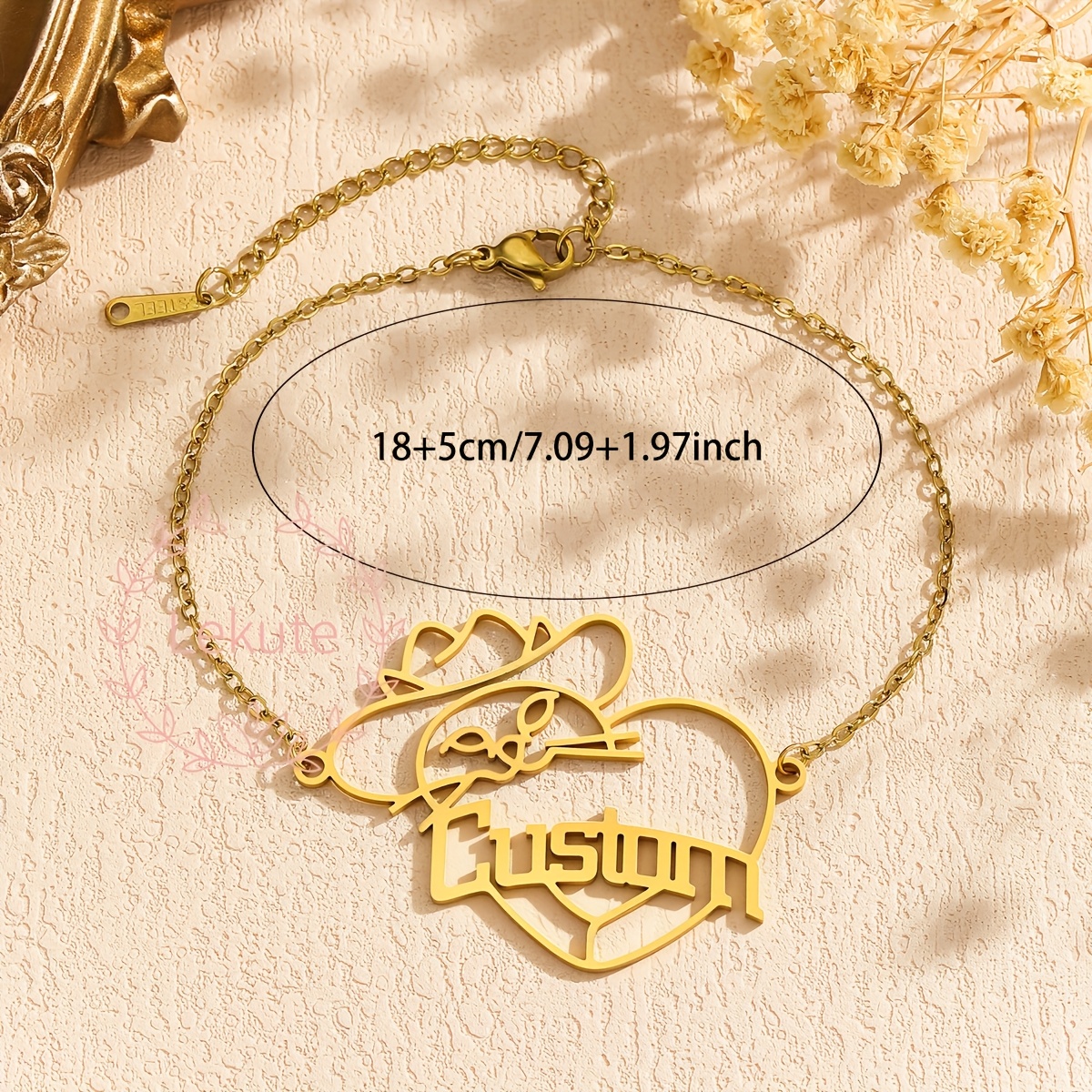 Personalized Stainless Steel Animal Name Bracelet, Charming Gift